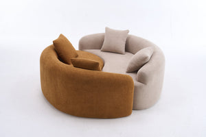 English Elm LY-042 Zen-Inspired S-Curved Dual-Depth Loveseat with Chenille Upholstery, Ready-to-Use Comfort Orange W2231P329720