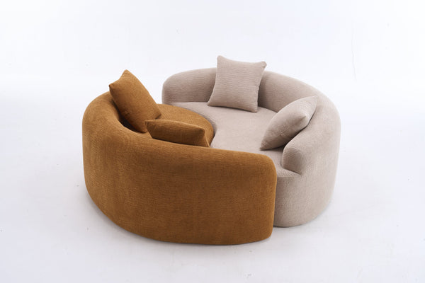 English Elm LY-042 Zen-Inspired S-Curved Dual-Depth Loveseat with Chenille Upholstery, Ready-to-Use Comfort Orange W2231P329720
