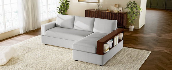 English Elm Christopher Knight Home® - 87.4" Sectional Sofa with Chaise, Chenille Upholstery, Reversible Armrests & Hidden Storage for Cozy Living Gray N763S000010E