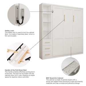 English Elm Diy Queen Murphy Bed with Integrated Workspace Desk for Studio and Home Office W5290S00002
