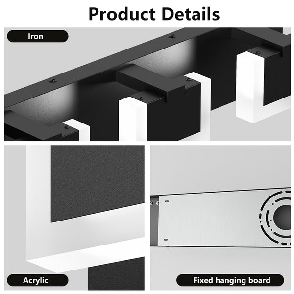 English Elm LED Black 6-Light Modern Vanity Light Matte Black Acrylic Bathroom Fixture Dimmable 36W 6000K Hard-Wired W2312P374945