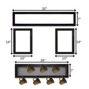 English Elm "kitchen Vignette Wall Art Set with 7 Peg Mug Rack Handcrafted Wood Black Frame B06787070
