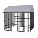 English Elm Large Dog Kennel Outdoor Pet Pens Dogs Run Enclosure Animal Hutch Metal Coop Fence With Roof Cover(6.6'L X 6.6'W X 6.4'H)