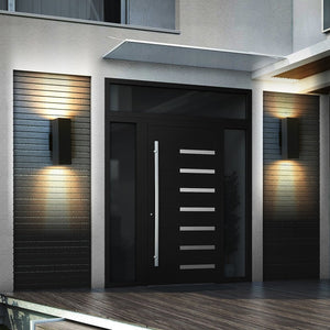 English Elm 2-Pack Modern Outdoor Wall Sconce Black Aluminum, Up/Down Weatherproof GU10 Fixtures 3000K Warm Light W2312P374836