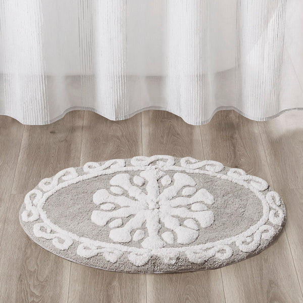 JLA Home Madison Park - Medallion Tufted Cotton Bath Rug with Plush Medallion Texture, Machine Washable, Boho Chic MP72-4430