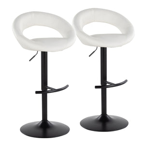English Elm Posh Adjustable Swivel Barstool Set of 2 — White Faux Leather, Black Metal Base, Contemporary Glam Design B202S00996