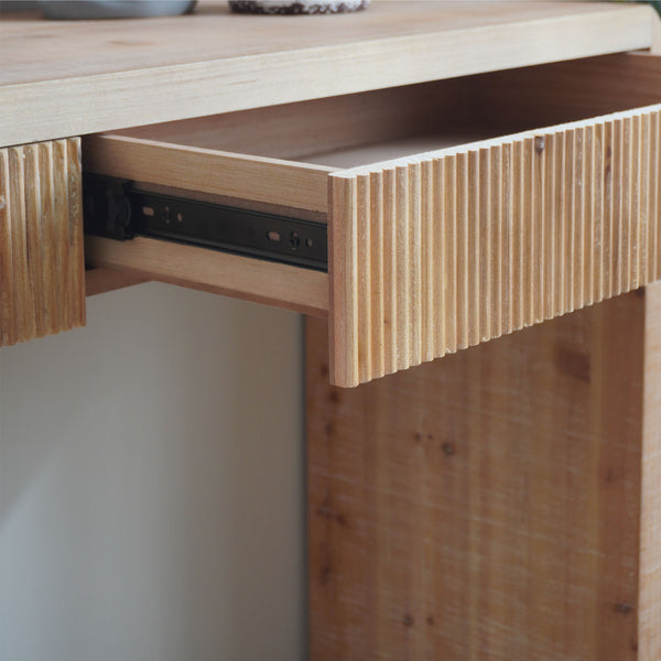 English Elm Rustic Wooden Console Table with Ribbed Drawer, Natural Finish, Durable Eco-Friendly Manufactured Wood - 51.2"L ideal for entryway organization and minimalist decor W2729P239172