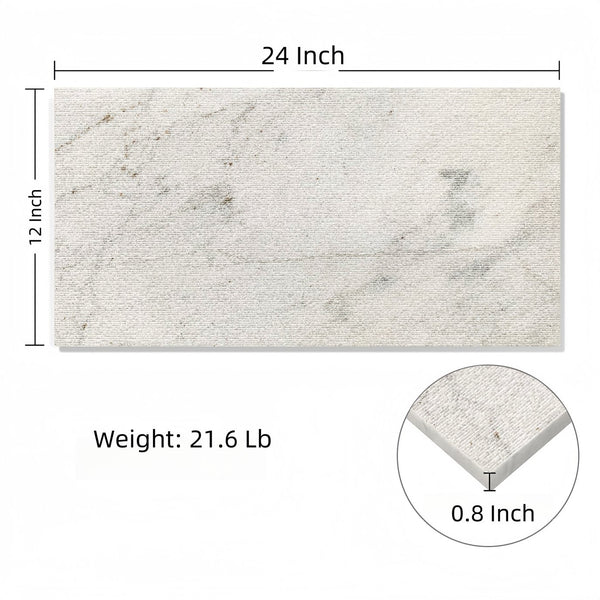 English Elm 12*24 White Marble Wall Tiles - Authentic Snow Mountain Stone With Fs Texture & 3D Fluted Design W1696P262332