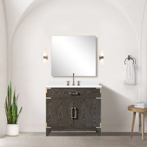 English Elm Brown Oak Single Bath Vanity Set With Cultured Marble Top, Mirror & Faucet - Stylish & Durable Design B2731S02010
