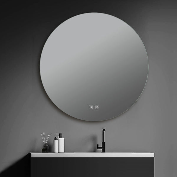 English Elm Nordica Round Backlit Led Vanity Mirror with Defogger and Touchscreen Controls B2731P478356