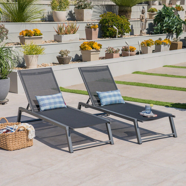 English Elm Christopher Knight Home® - Myers Chaise Lounge Set - Stylish, Adjustable, Weather-Resistant Loungers For Outdoor Relaxation 61407.00BBLKMP2