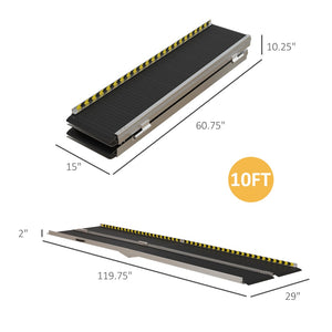 English Elm Homcom Folding Aluminum Wheelchair Ramp with Non-slip Grip and 600 Lb Capacity W2225P217470