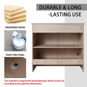 English Elm 84 Inch Freestanding Bathroom Vanity with Integrated Resin Sink, Soft-Close Doors, Shelves & Extra Storage Space Glossy White,Plain Light Oak W999S00320