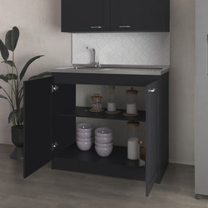 English Elm Montello White Utility Sink with Open Shelves for Laundry Mudroom Workspace B092S00282