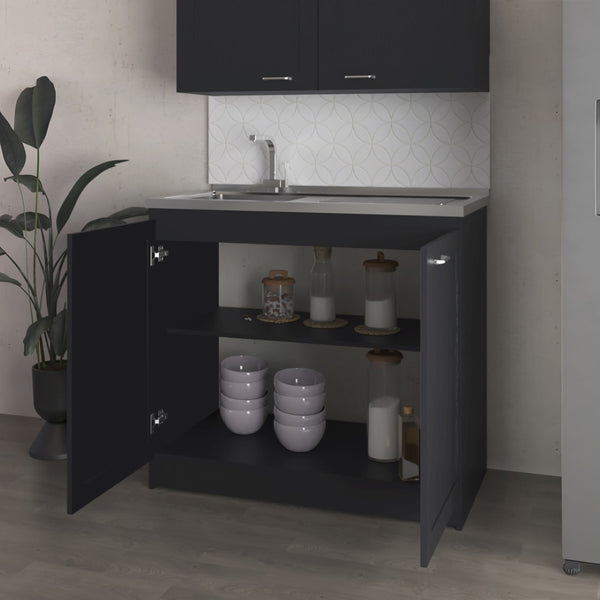 English Elm Montello White Utility Sink with Open Shelves for Laundry Mudroom Workspace B092S00282
