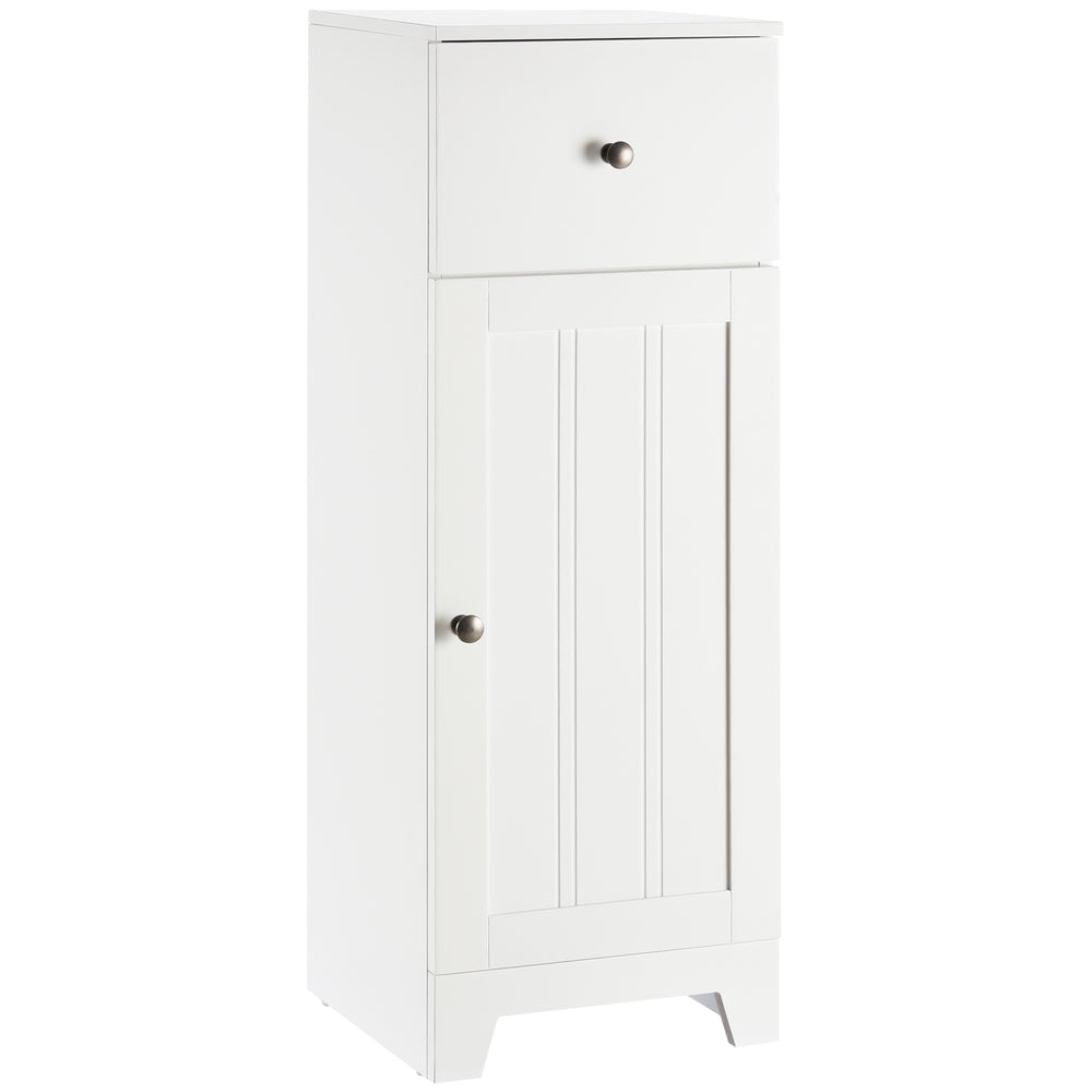 English Elm kleankin Compact Bathroom Storage Cabinet 12.5" W x 35" H with Drawer, Adjustable Shelf, Anti-Tip, White Elegance W2225P216994