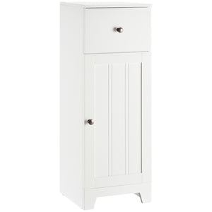 English Elm kleankin Compact Bathroom Storage Cabinet 12.5" W x 35" H with Drawer, Adjustable Shelf, Anti-Tip, White Elegance W2225P216994