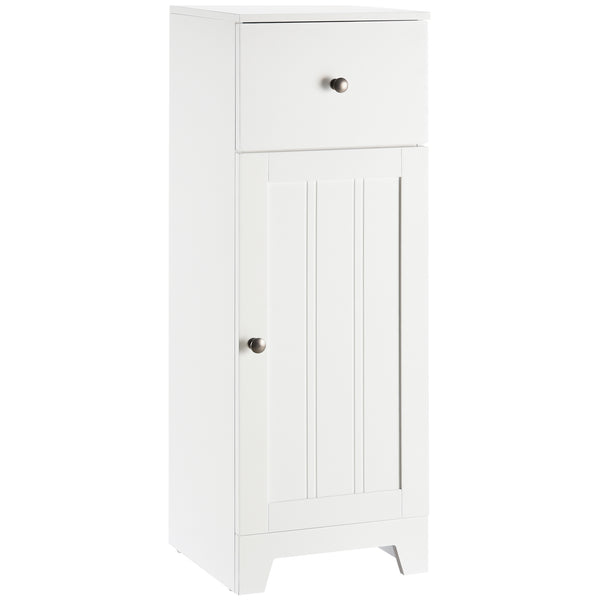 English Elm kleankin Compact Bathroom Storage Cabinet 12.5" W x 35" H with Drawer, Adjustable Shelf, Anti-Tip, White Elegance W2225P216994