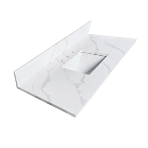 English Elm 49-inch Carrara Quartz Vanity Top Undermount Sink Marble Look Backsplash Bathroom W2699P459409
