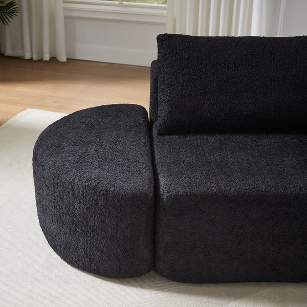 English Elm Modular Chenille Sectional Sofa with Curved Footstools and Cloud Foam Cushioning Black W3505S00057