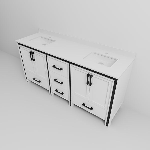 English Elm White Solid Wood Double Bath Vanity 72" x 22" with Cultured Marble Top, Soft-Close Drawers, Storage B2731P260721