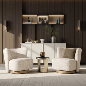 English Elm Jennifer Taylor Home - Miranda 30" Armless Swivel Accent Chair - Natural Gray Chenille, Curved Ergonomic Design & Ash Base B2719P277871