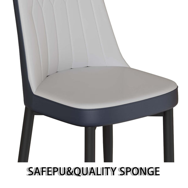 English Elm 63 Inch Mdf Dining Set with Four Pu Leather Chairs and Powder Coated Metal Legs Blue,Brown White W2189S00868