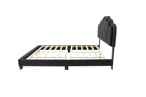 English Elm Queen Corduroy Platform Bed with Plush Headboard, High Footboard, Under-Bed Drawer Storage, Modern Design Charcoal 7 L x 28 W x 64 H B089P238570