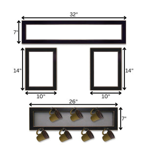 English Elm "kitchen Culinary Art Panel with 7 Peg Mug Rack Handcrafted Wood Black Frame Wall Decor B06787078