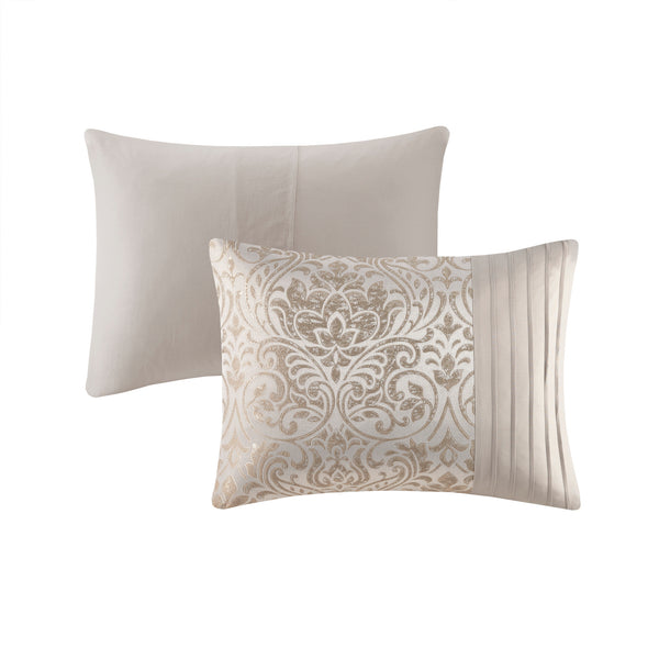 English Elm 12 Madison Park Emilia Jacquard Comforter Set Queen with Metallic Damask, Euro Shams, Sheets & Pillows khaki 18.7 L x 13.98 W x 11.02 H B03597185