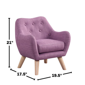 English Elm Linen Kids Chair with Button Tufted Back and Natural Wooden Legs — Cozy, Durable Seating for Playrooms Pink B016P404102