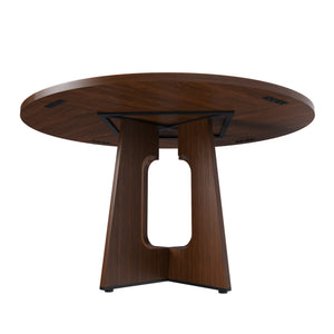 English Elm Round 47" Spiced Table - 4-6 Seat Walnut Farmhouse Dining Table, 300lb MDF Top, Easy Assembly W2700P331235