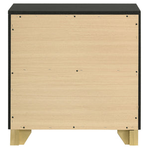 English Elm Sophia Black 2-Drawer Nightstand with Gold Accents, Sleek Bar Pulls, Recessed Base & Smooth Glides — Modern Bedside Storage Elegance B062P299897