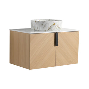 English Elm 30" Stylish Wall-Mounted Bathroom Vanity With Ceramic Sink, Soft-Close Doors & Modern Design W999S00445