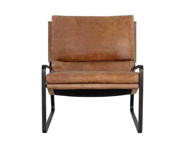 Sunpan Zancor Lounge Chair - Luxurious Leather Comfort with Unique Handcrafted Design for Stylish Relaxation Gunmetal / Tan Leather