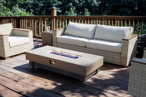 English Elm 60-INCH Modern Fire Pit Table with Stainless Steel Burner, Rain Cover, Propane Heater for Patio Gatherings Black,Walnut W3131P333699