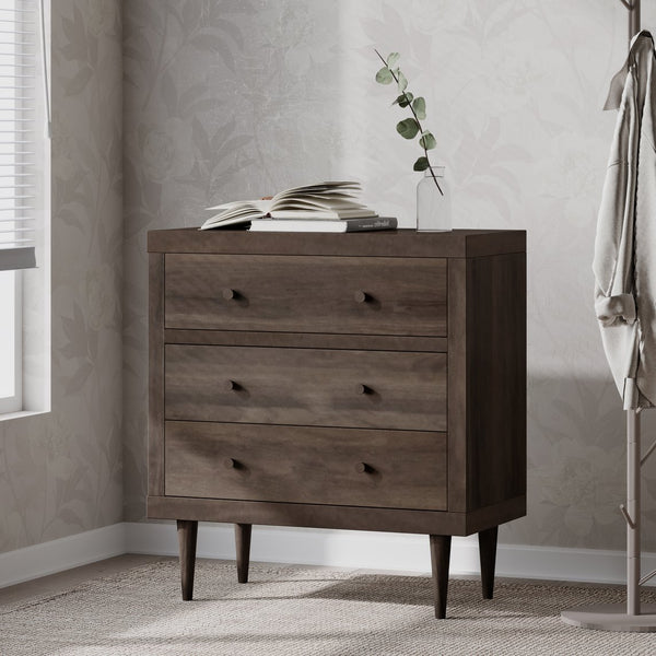 English Elm Christopher Knight Home® - NORDIC Mid-Century 3-Drawer Chest with Faux Wood Finish, Rubberwood Legs and Sleek Storage Appeal Walnut 71144.00WALN