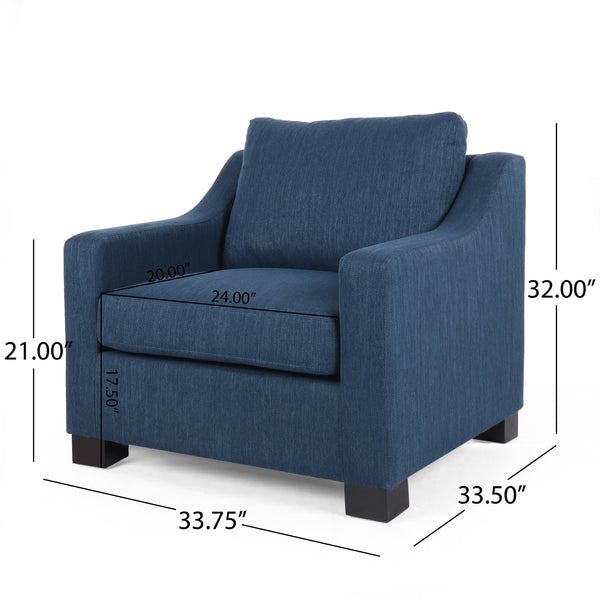 English Elm Christopher Knight Home® - Upholstered Navy Blue Club Chair with Plush Polyester Fabric, Sloped Arms & Birch Legs — Luxe Comfort N758P268286B