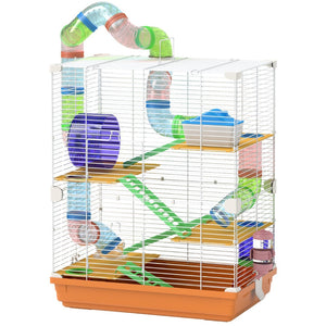 English Elm Pawhut 5 Tier Small Animal Habitat with Tubes Tunnels Exercise Wheel and Carry Handle W2225P229564