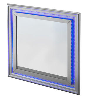 English Elm Lorana Silver Champagne Led Mirror With Textured Croc Finish – Modern Bedroom Focal Point, 41" W B078108359