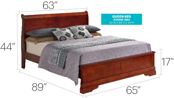 English Elm Charming Cherry Wood Bed - Timeless Elegance With Durable Design For Classic Bedroom Décor Upgrade B078S00287