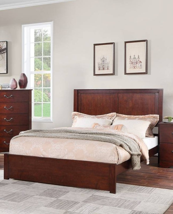 English Elm 1pc California King Bed Cherry Finish Two Panel Headboard Traditional Bedroom Frame B011S02094