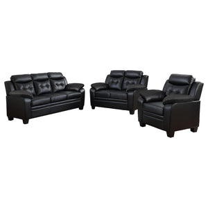 English Elm Castro Black 3-Piece Faux Leather Living Room Set - Modern Comfort, Chic Design & Easy Maintenance B062S01149