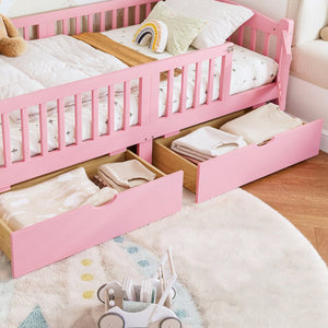 English Elm Metal Twin Over Full Bunk Bed White Steel Frame Space Saving Slat Support for Teens Pink W1580P383109