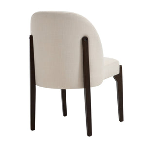 English Elm Wooden Wingback Dining Chairs Upholstered Farmhouse Modern Set with Lumbar Support Beige W3244P429255