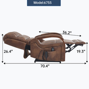 English Elm Power Lift Recliner with Dual Motor Heat Massage Leatheraire and Wood Armrests W1803S00078