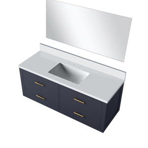 English Elm Blue Single Bath Vanity Set With White Quartz Countertop & Frameless Mirror - Stylish Storage Solution! B2731S01444