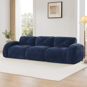 English Elm 110''boneless Velvet Sectional Sofa Modular Cloud Seating with Tufted Cushions for Living Rooms Blue W714S01619