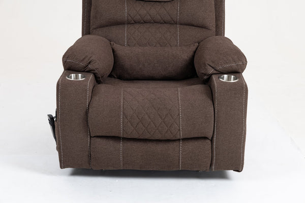 English Elm Lounge Electric Lift Recliner Chair - Oversized Velvet Sofa With 180° Full Recline & Cup Holders W547S00050
