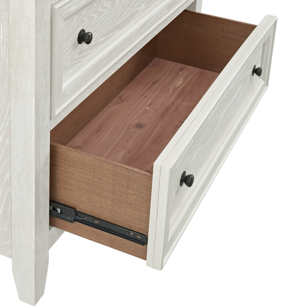 English Elm Wallace & Bay - Gypsum Whitewash 6-Drawer Chest - Stylish Storage Solution For Modern, Coastal & Farmhouse Décor B361P406176-GIGA
